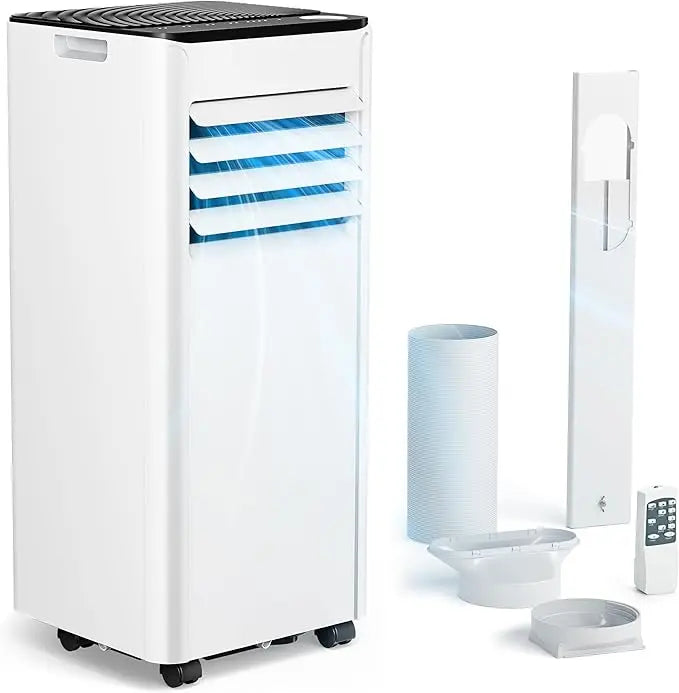 Climatiseur mobile 7000 BTU, 4-en-1, tuyau d’évacuation de l’air, affichage, télécommande, kit fenêtre, jusqu’à 20 m 2, classe énergétique A