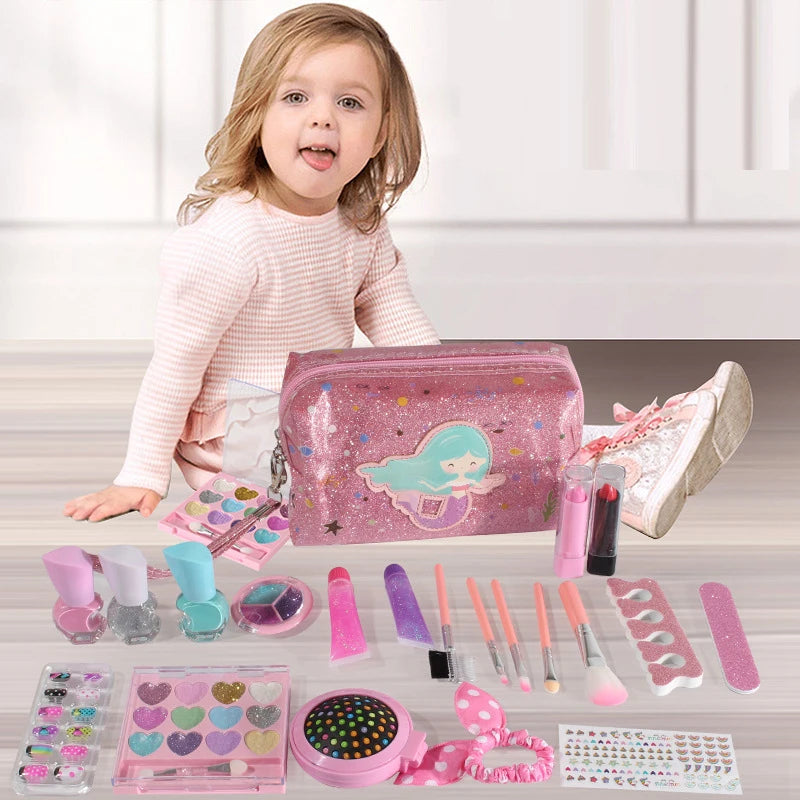 Coffret de maquillage pour enfants lavable et sécurisé pour la mode, cosmétiques pour enfants, coffret de maquillage pour princesse, jouets de jeu pour fille, jouets pour bébé