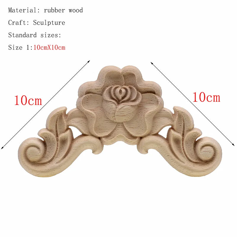 1Pc Bois floral naturel unique, figurines en bois sculpté, artisanat d’angle, appliques, cadre, porte murale, meubles, sculpture sur bois, décoration
