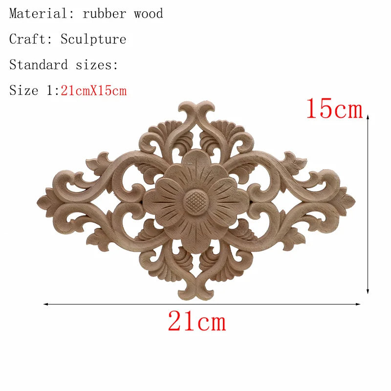 1Pc Bois floral naturel unique, figurines en bois sculpté, artisanat d’angle, appliques, cadre, porte murale, meubles, sculpture sur bois, décoration