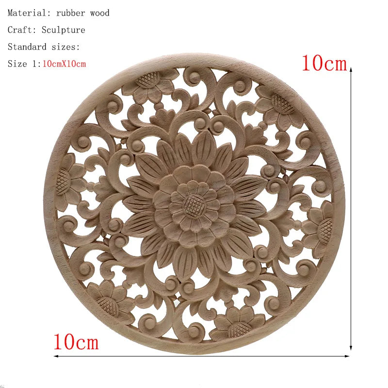 1Pc Bois floral naturel unique, figurines en bois sculpté, artisanat d’angle, appliques, cadre, porte murale, meubles, sculpture sur bois, décoration