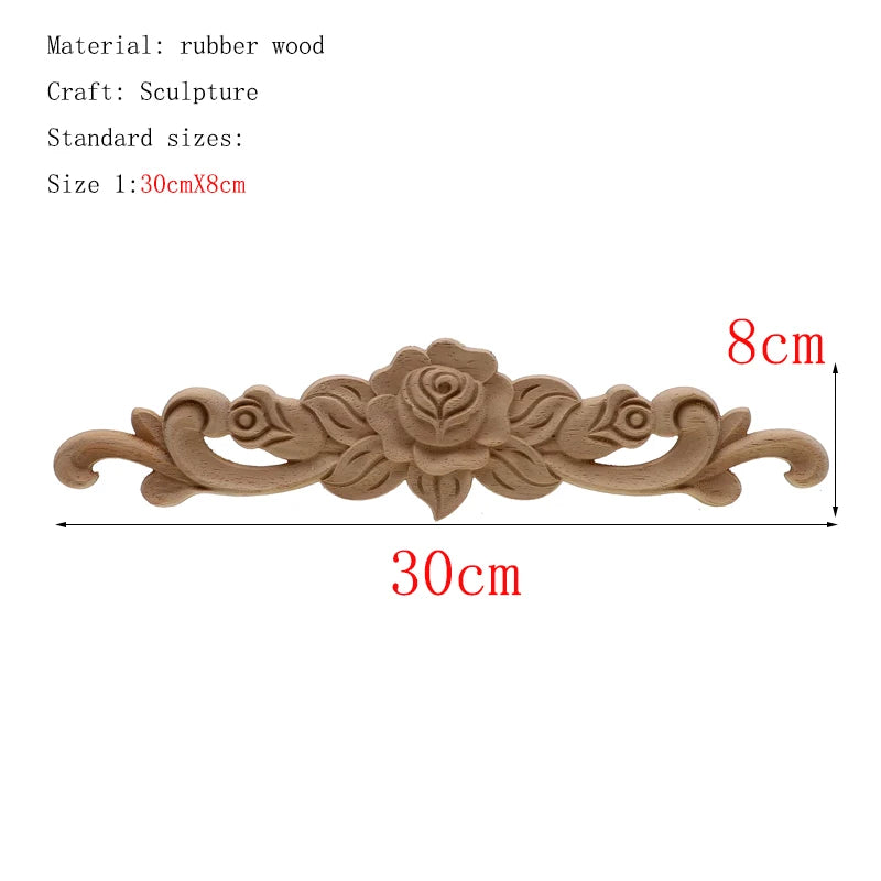 1Pc Bois floral naturel unique, figurines en bois sculpté, artisanat d’angle, appliques, cadre, porte murale, meubles, sculpture sur bois, décoration