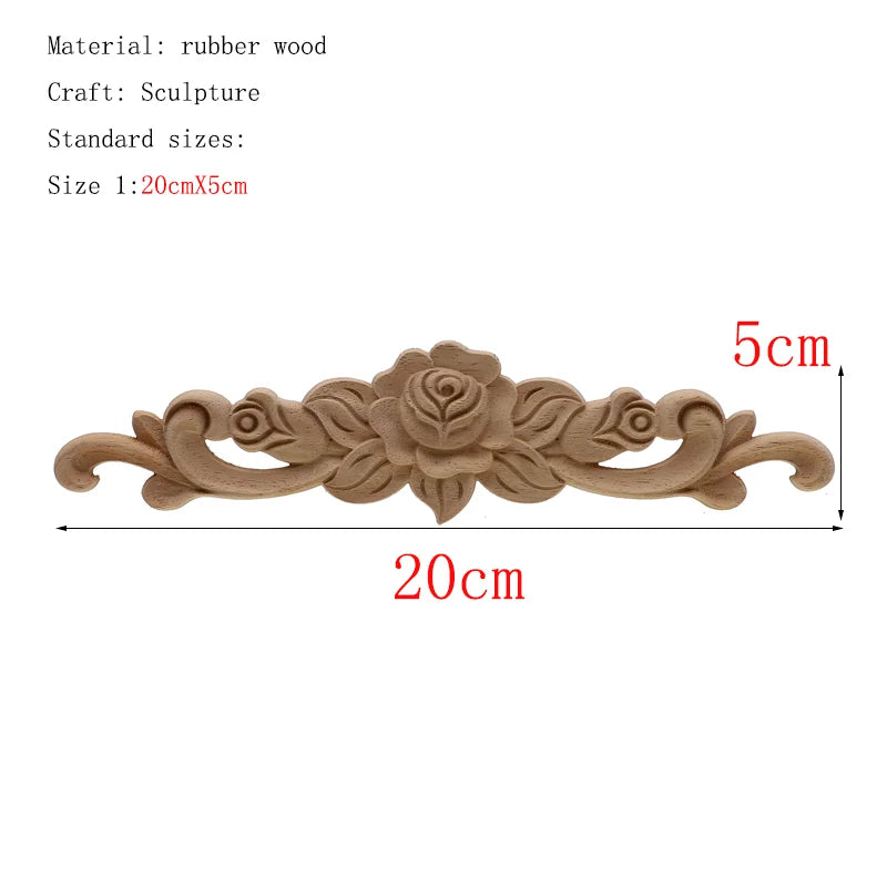 1Pc Bois floral naturel unique, figurines en bois sculpté, artisanat d’angle, appliques, cadre, porte murale, meubles, sculpture sur bois, décoration