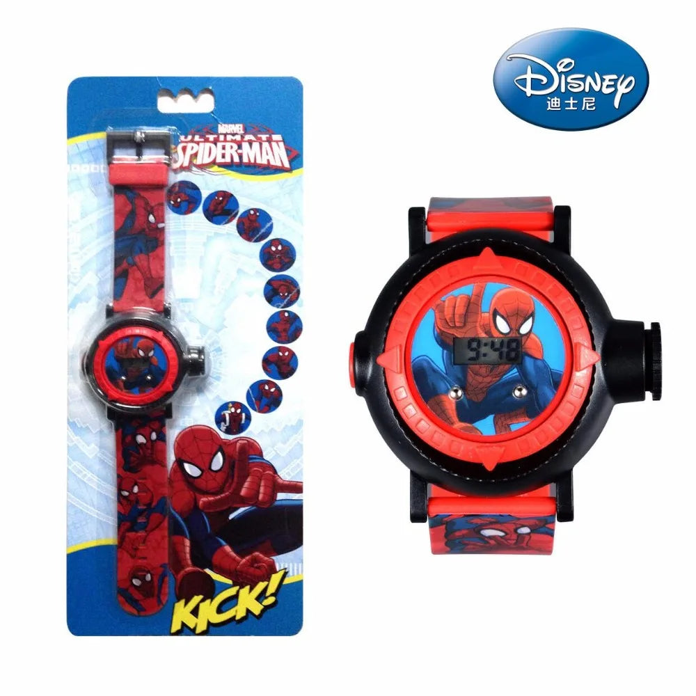 Montres électroniques pour enfants Disney originales Handsome Spider-Man Projection Montre Garçons Cadeau Étudiant Montre Poignet Horloge