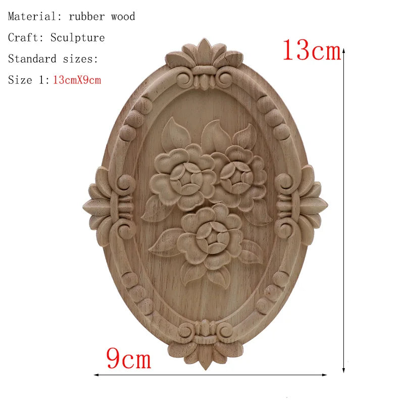 1Pc Bois floral naturel unique, figurines en bois sculpté, artisanat d’angle, appliques, cadre, porte murale, meubles, sculpture sur bois, décoration