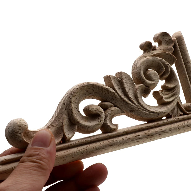 1Pc Bois floral naturel unique, figurines en bois sculpté, artisanat d’angle, appliques, cadre, porte murale, meubles, sculpture sur bois, décoration