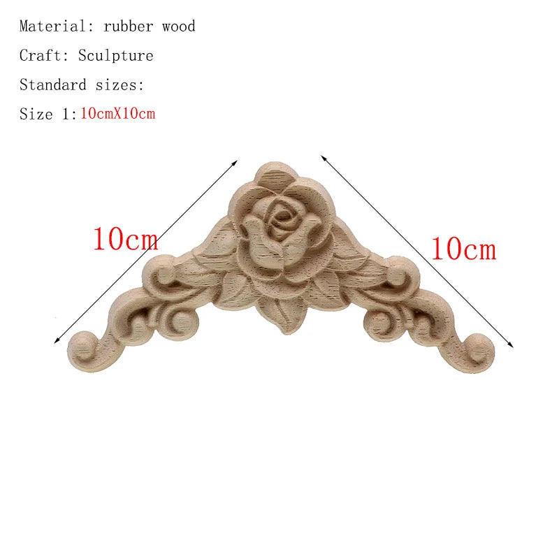 1Pc Bois floral naturel unique, figurines en bois sculpté, artisanat d’angle, appliques, cadre, porte murale, meubles, sculpture sur bois, décoration