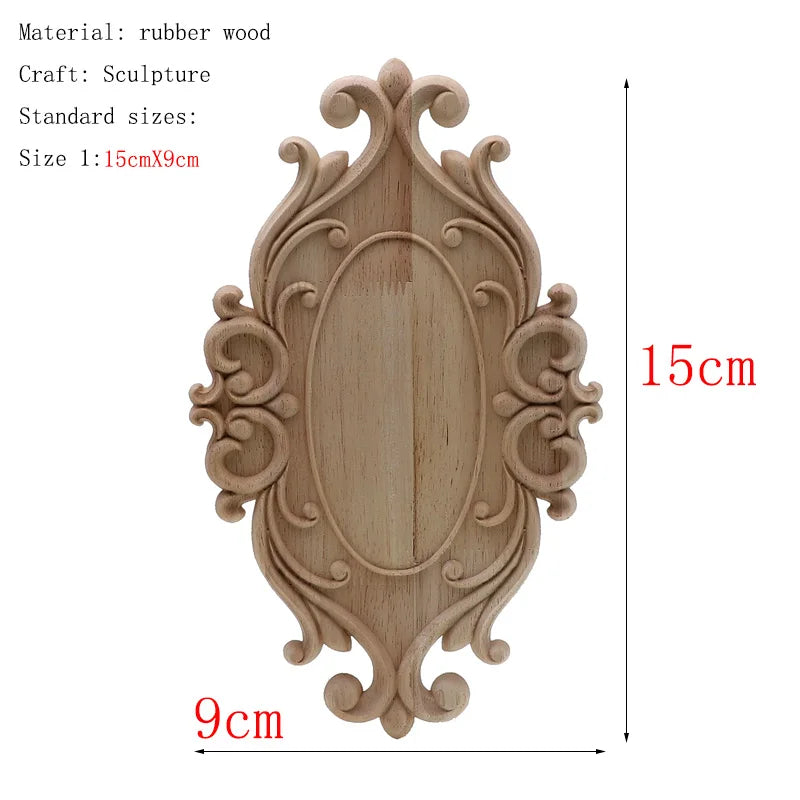 1Pc Bois floral naturel unique, figurines en bois sculpté, artisanat d’angle, appliques, cadre, porte murale, meubles, sculpture sur bois, décoration