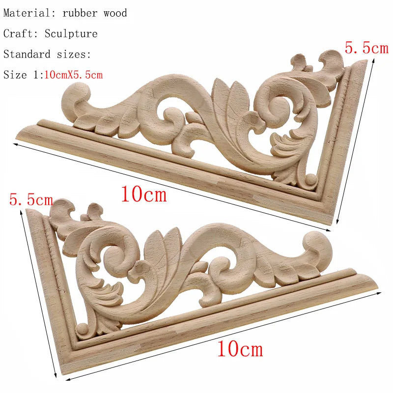 1Pc Bois floral naturel unique, figurines en bois sculpté, artisanat d’angle, appliques, cadre, porte murale, meubles, sculpture sur bois, décoration