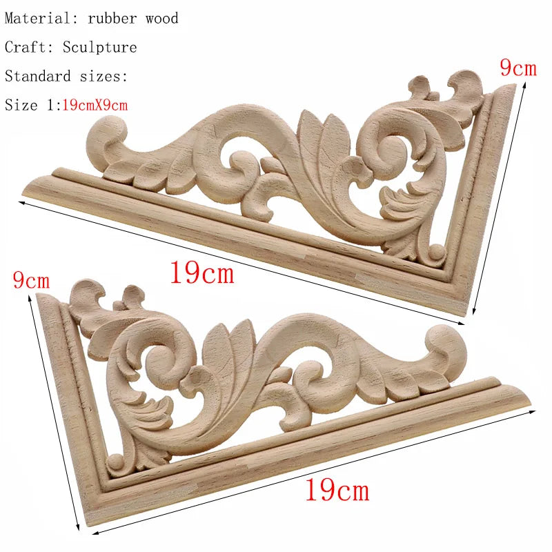 1Pc Bois floral naturel unique, figurines en bois sculpté, artisanat d’angle, appliques, cadre, porte murale, meubles, sculpture sur bois, décoration