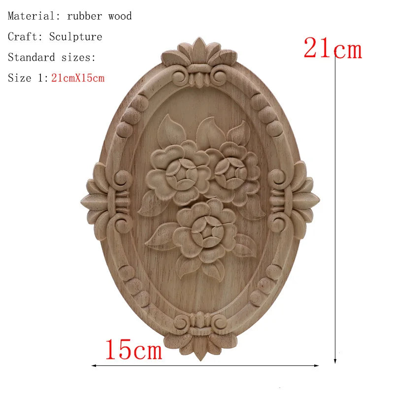 1Pc Bois floral naturel unique, figurines en bois sculpté, artisanat d’angle, appliques, cadre, porte murale, meubles, sculpture sur bois, décoration