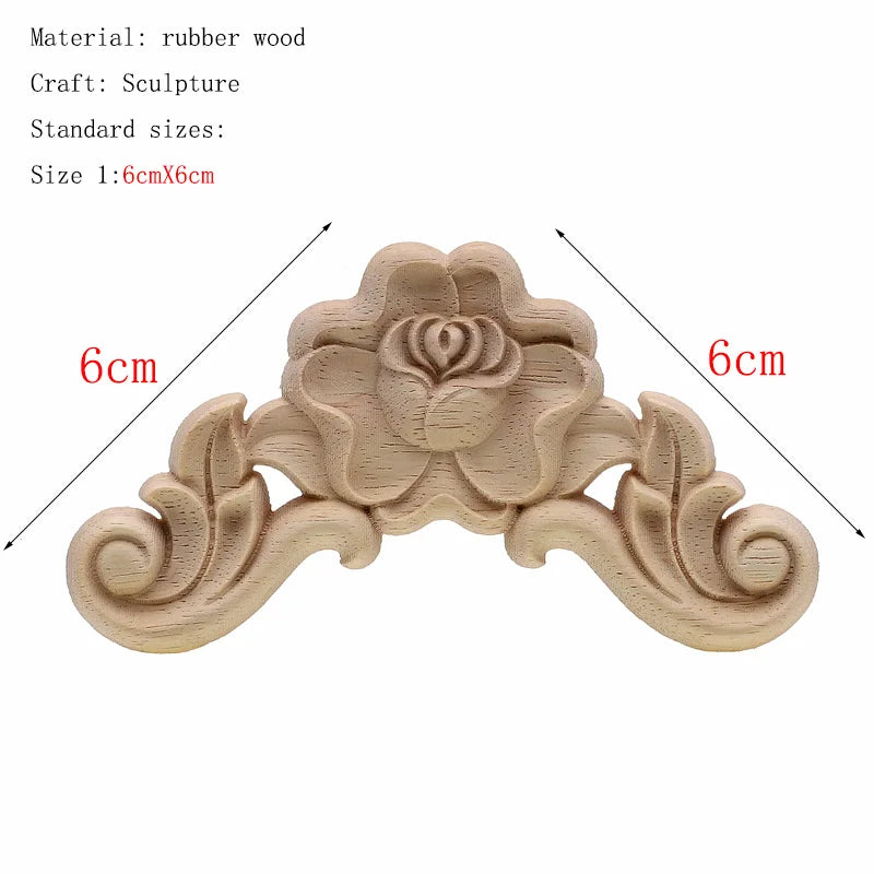 1Pc Bois floral naturel unique, figurines en bois sculpté, artisanat d’angle, appliques, cadre, porte murale, meubles, sculpture sur bois, décoration