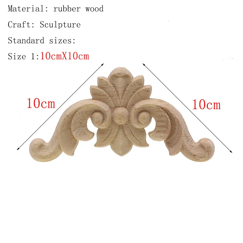 1Pc Bois floral naturel unique, figurines en bois sculpté, artisanat d’angle, appliques, cadre, porte murale, meubles, sculpture sur bois, décoration