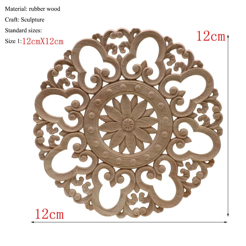 1Pc Bois floral naturel unique, figurines en bois sculpté, artisanat d’angle, appliques, cadre, porte murale, meubles, sculpture sur bois, décoration