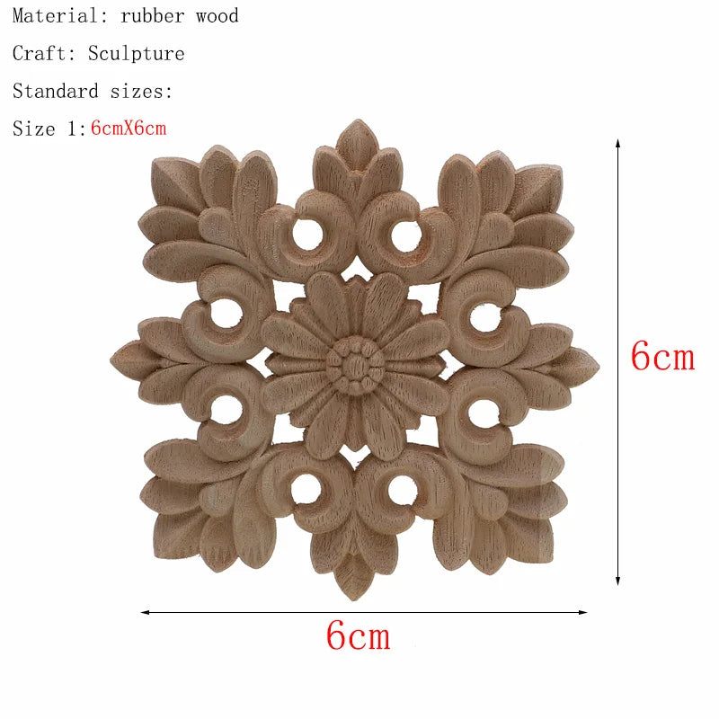 1Pc Bois floral naturel unique, figurines en bois sculpté, artisanat d’angle, appliques, cadre, porte murale, meubles, sculpture sur bois, décoration