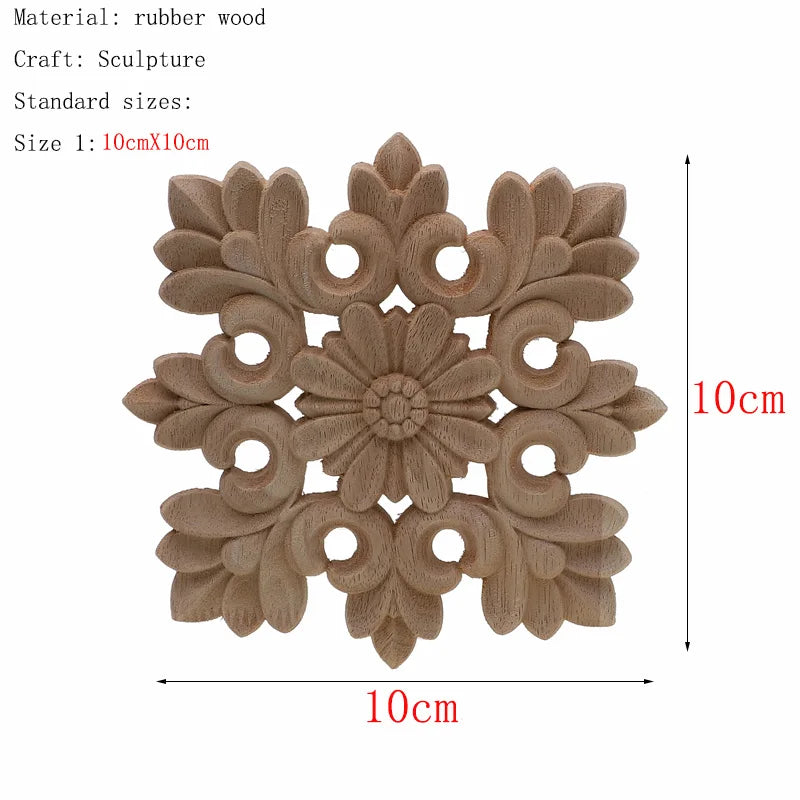 1Pc Bois floral naturel unique, figurines en bois sculpté, artisanat d’angle, appliques, cadre, porte murale, meubles, sculpture sur bois, décoration
