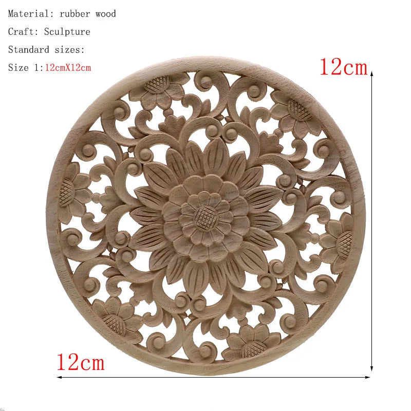 1Pc Bois floral naturel unique, figurines en bois sculpté, artisanat d’angle, appliques, cadre, porte murale, meubles, sculpture sur bois, décoration