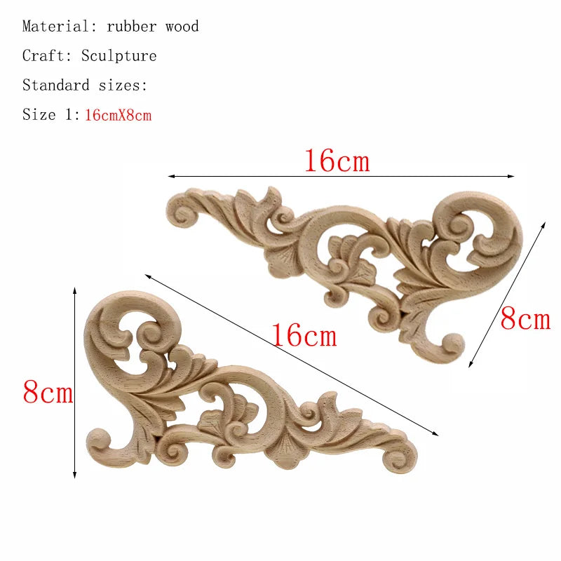 1Pc Bois floral naturel unique, figurines en bois sculpté, artisanat d’angle, appliques, cadre, porte murale, meubles, sculpture sur bois, décoration