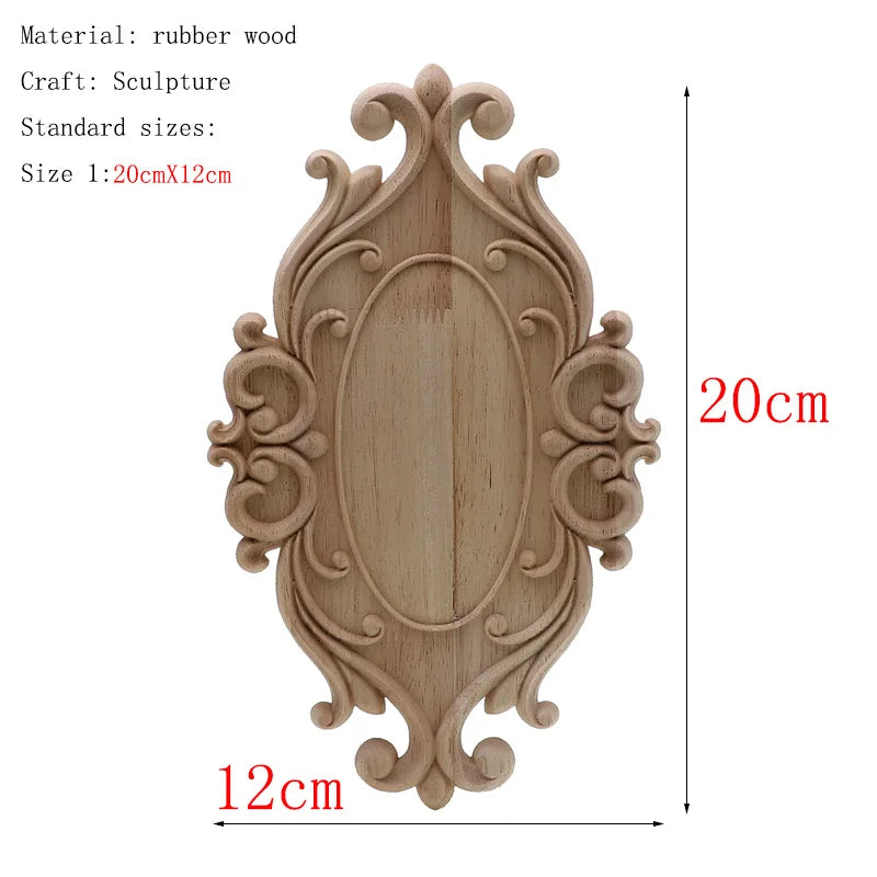 1Pc Bois floral naturel unique, figurines en bois sculpté, artisanat d’angle, appliques, cadre, porte murale, meubles, sculpture sur bois, décoration