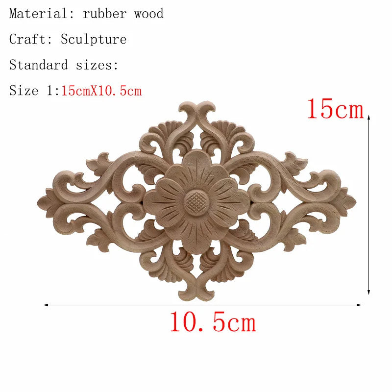 1Pc Bois floral naturel unique, figurines en bois sculpté, artisanat d’angle, appliques, cadre, porte murale, meubles, sculpture sur bois, décoration