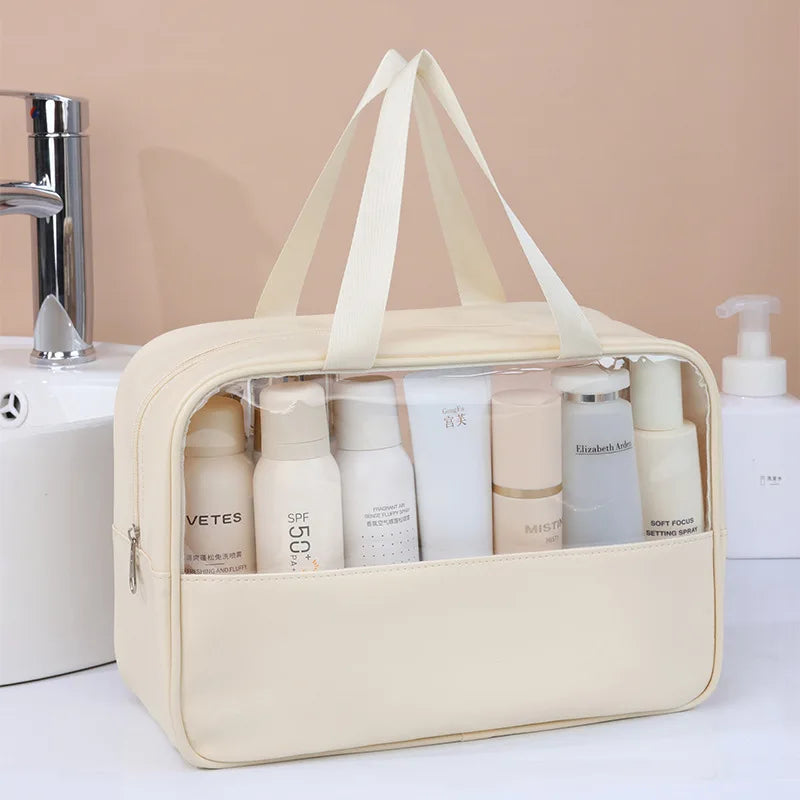Sac cosmétique de voyage portable Sac de maquillage transparent pour femmes Sacs de bain grande capacité Étui de rangement multifonction imperméable
