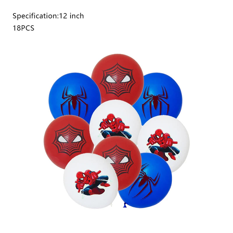 Décoration de fête d’anniversaire SpiderMan, ballons en latex et aluminium, vaisselle jetable pour enfant, fournitures d’événement, bannière en arrière-plan