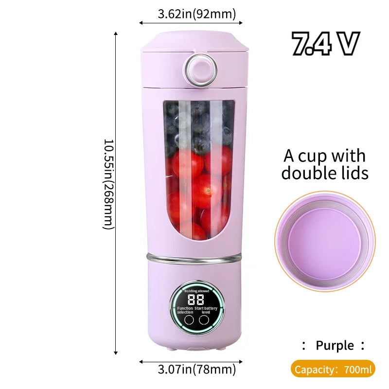 Nouveau mélangeur portable de fabricant de jus pour les milkshakes, smoothies 700ML, couleurs multiples, 12 lames, mélange rapide 2 en 1 blender, centrifugeuse à bouteille