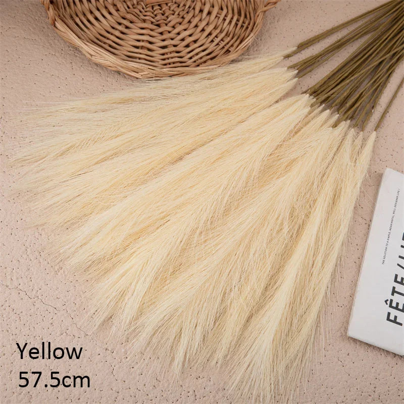 10Pcs Fleurs artificielles Pampa Herbe Fausse plante Roseau Décoration de mariage Fleurs Bleu Pampa Bouquet Boho Décor Maison Accessoires