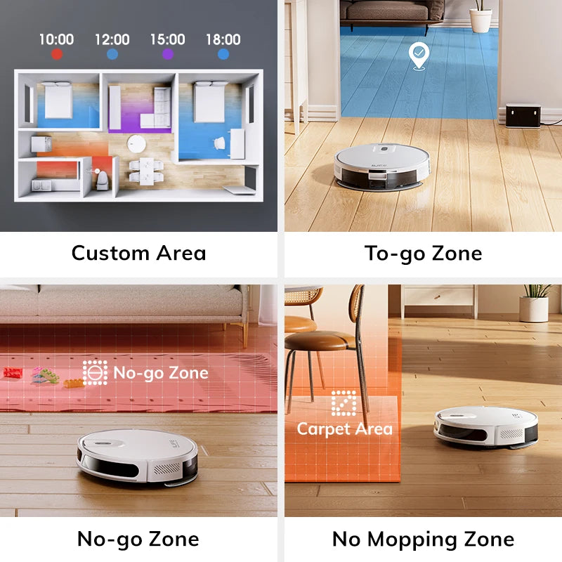 Aspirateur robot ILIFE V20, aspiration 5000Pa, navigation intelligente LiDAR SOF, contrôle d’application, nettoyage personnalisable, recharge automatique