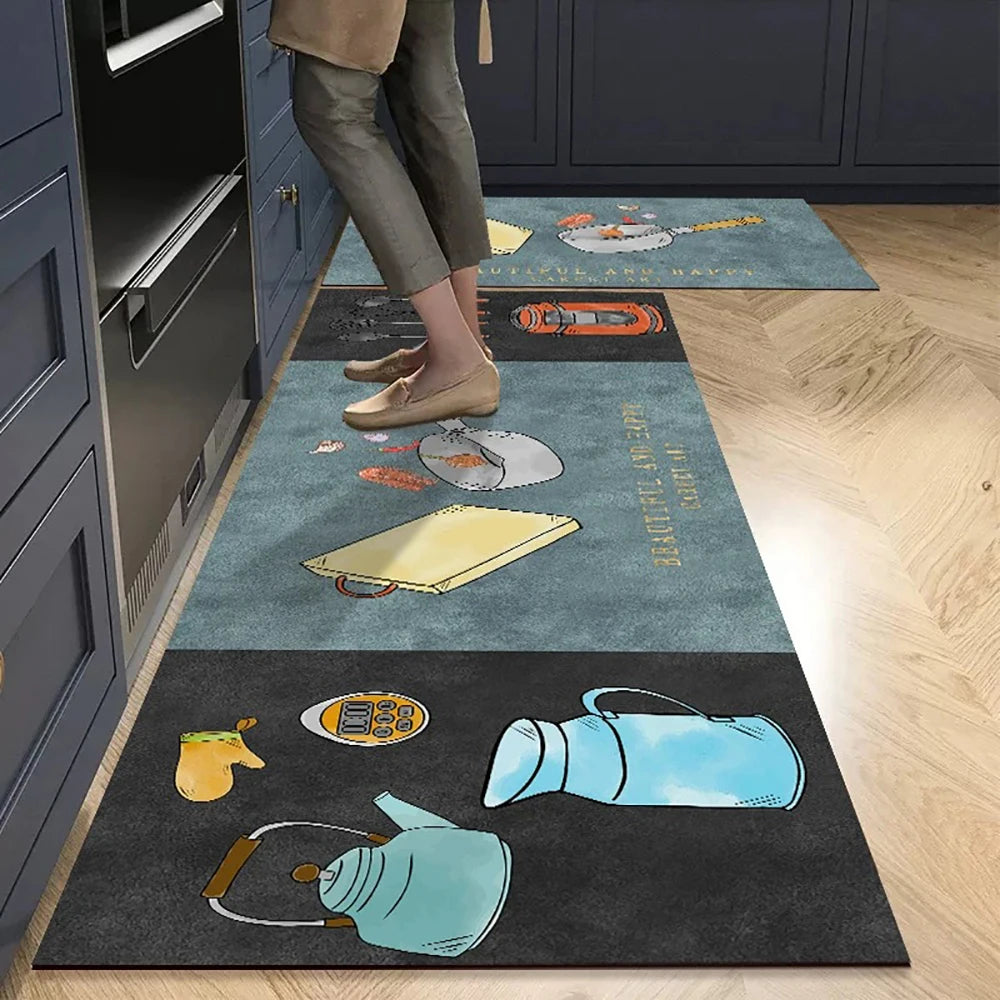 Tapis de cuisine antidérapant, longs tapis en velours de cristal pour le salon, tapis de pied absorbants, paillasson de chambre, paillasson transparent, petits tapis