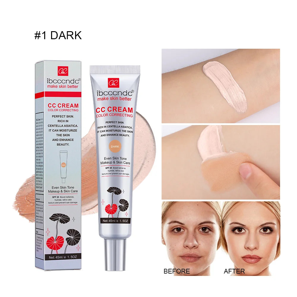 45ml Correcteur de couleur CC Crème Visage Centella Asiatica Réparation BB Cream Correcteur naturel Blanchissant Fond de teint liquide Cosmétiques