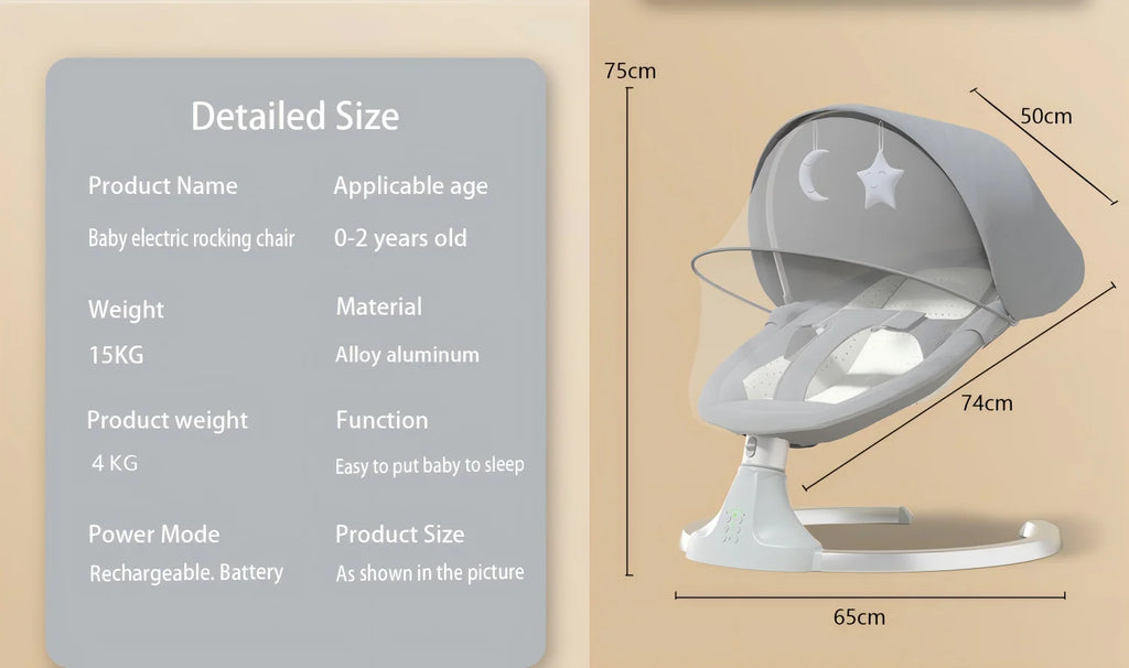 Berceau de bébé électrique Bluetooth avec moustiquaire, musique Bluetooth, chaise à bascule pour bébé, berceau multifonctionnel pour nouveau-nés 2024