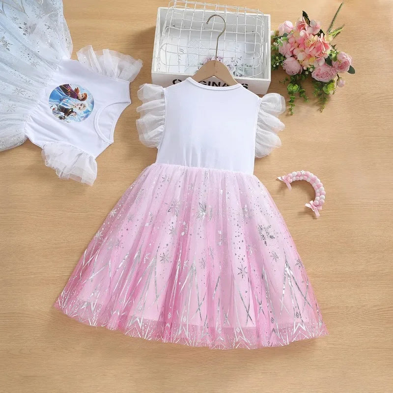 Robe de dessin animé, Elsa Frozen, imprimé, robe de soirée princesse