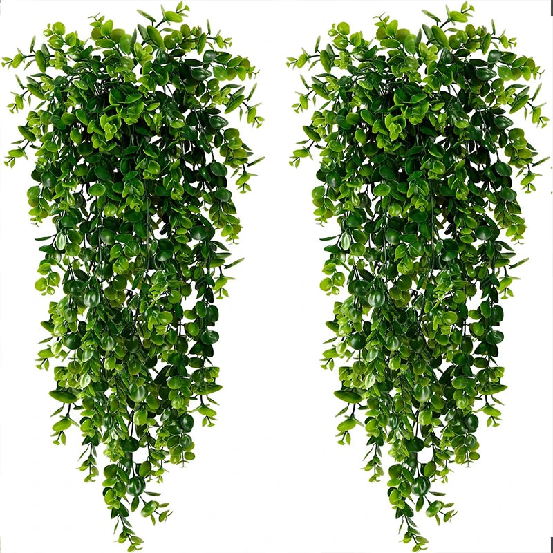 Plantes artificielles suspendues, faux feuillage d’eucalyptus, feuilles de vigne, plantes en plastique extérieures résistantes aux UV pour la décoration de mariage à la maison