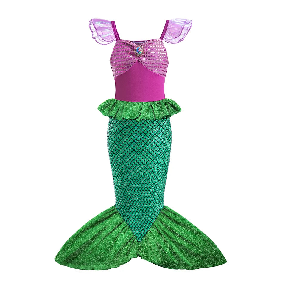 2026 Enfants Princesse Costume Filles Elsa Anna Robe Carnaval Cosplay Blanche Neige Aurora Moana Raiponce Sirène Belle Fête Tenues