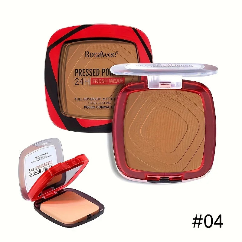 Fond de teint en poudre pressée mate à couverture complète avec applicateur moussant, maquillage en poudre de finition léger mat 24H Fresh Wear