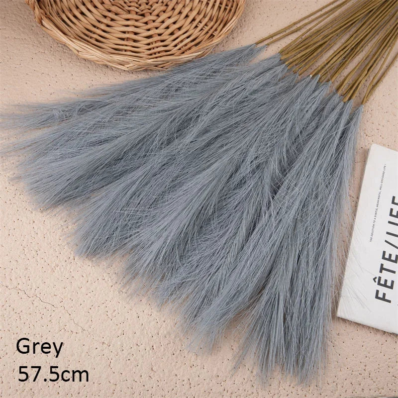 10Pcs Fleurs artificielles Pampa Herbe Fausse plante Roseau Décoration de mariage Fleurs Bleu Pampa Bouquet Boho Décor Maison Accessoires
