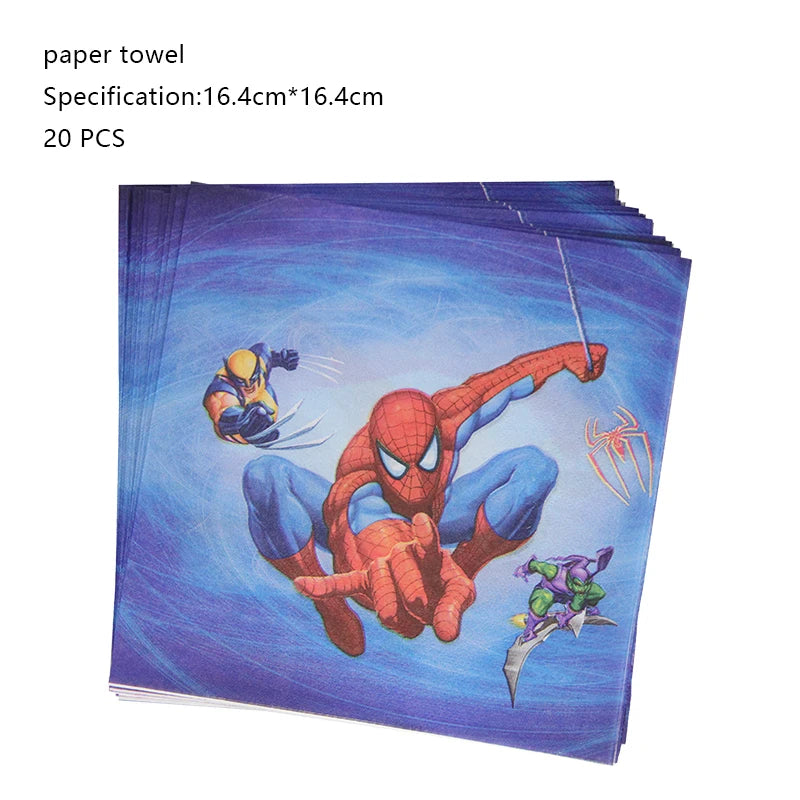 Décoration de fête d’anniversaire SpiderMan, ballons en latex et aluminium, vaisselle jetable pour enfant, fournitures d’événement, bannière en arrière-plan