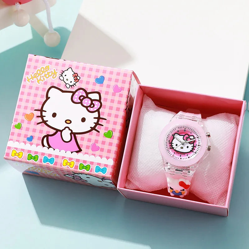 Montre de dessin animé Mickey Flash Light pour filles avec boîte, bracelet en silicone, Spiderman pour enfants, montres pour enfants, horloge pour étudiants, horloge enfant
