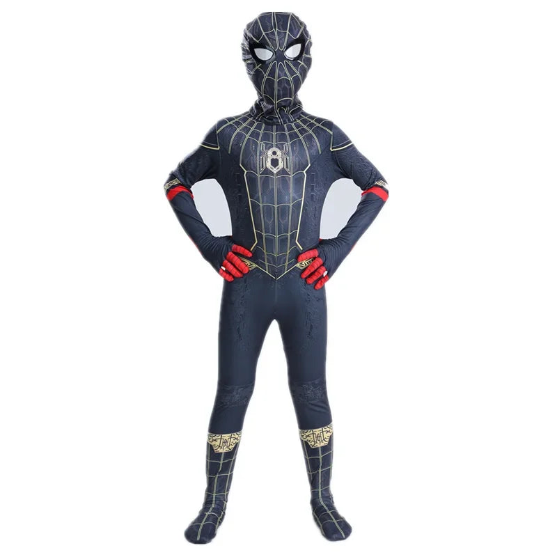 Super-héros pour enfants Grenouillère Personnage de film Jeu de rôle Masque Costume d’Halloween Araignée Motif Costume Enfants Cadeau de vacances