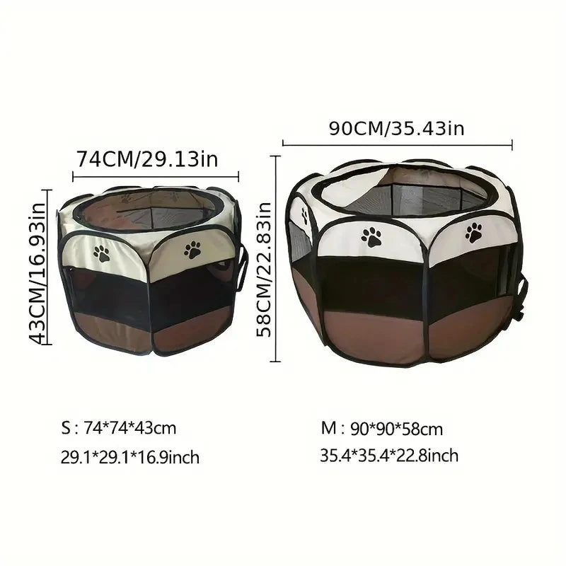 Clôture octogonale pour animaux de compagnie de la salle de maternité Cat, tissu oxford imperméable et résistant aux rayures, tente pliante pour chat, nid de nid de chat