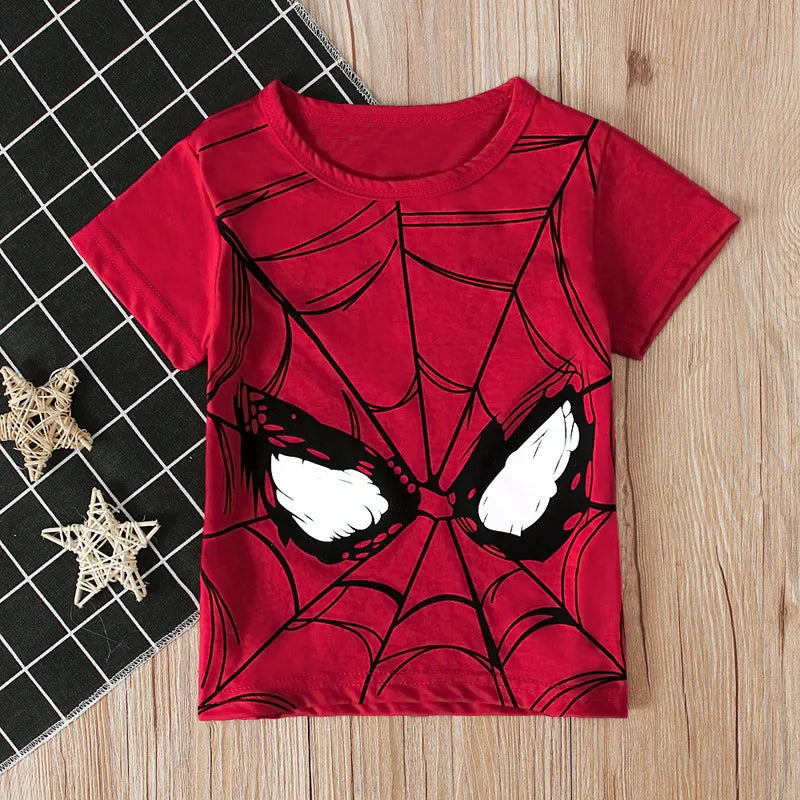 Tshirt enfant dessin animé Anniversaire des garçons Marvel Spiderman Chemises Manches courtes Sport décontracté Tops pour enfants Baby Print Super Hero Anniversaire Party Wear