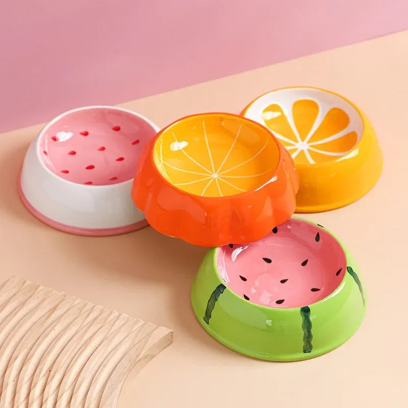 COLLECTION ETE 4 designs mignons, bol en céramique pour animaux, bol à melon d’eau, forme fraise, bol pour chat, petit chien, bol coloré pour fournisseurs d’eau, bol pour chat