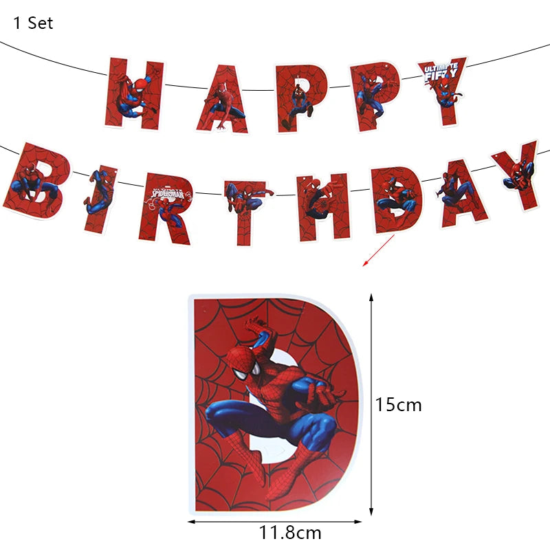 Décoration de fête d’anniversaire SpiderMan, ballons en latex et aluminium, vaisselle jetable pour enfant, fournitures d’événement, bannière en arrière-plan