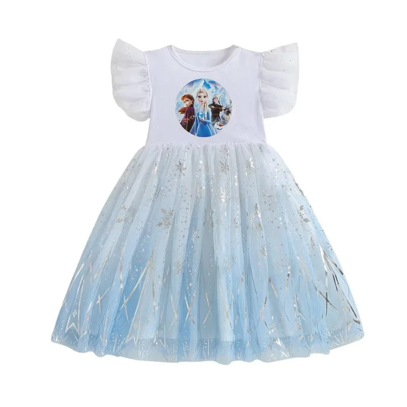 Robe de dessin animé, Elsa Frozen, imprimé, robe de soirée princesse