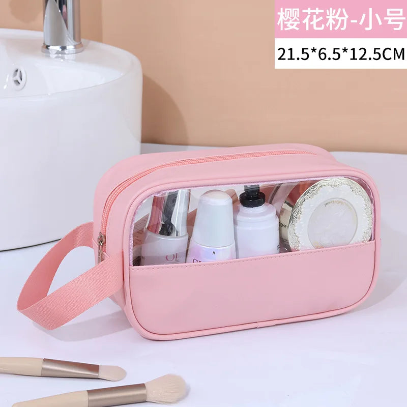Sac cosmétique de voyage portable Sac de maquillage transparent pour femmes Sacs de bain grande capacité Étui de rangement multifonction imperméable