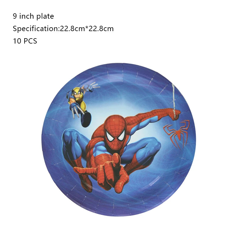 Décoration de fête d’anniversaire SpiderMan, ballons en latex et aluminium, vaisselle jetable pour enfant, fournitures d’événement, bannière en arrière-plan