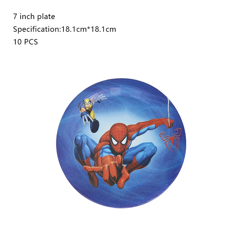 Décoration de fête d’anniversaire SpiderMan, ballons en latex et aluminium, vaisselle jetable pour enfant, fournitures d’événement, bannière en arrière-plan