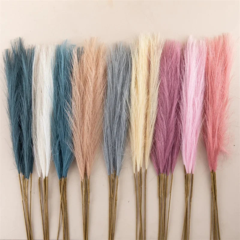 10Pcs Fleurs artificielles Pampa Herbe Fausse plante Roseau Décoration de mariage Fleurs Bleu Pampa Bouquet Boho Décor Maison Accessoires