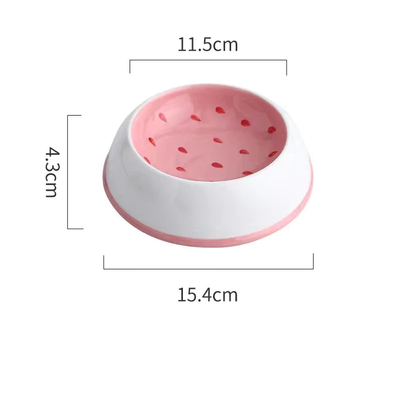 COLLECTION ETE 4 designs mignons, bol en céramique pour animaux, bol à melon d’eau, forme fraise, bol pour chat, petit chien, bol coloré pour fournisseurs d’eau, bol pour chat